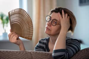 Woman suffers hot flashes before starting pellet therapy in The Woodlands, TX